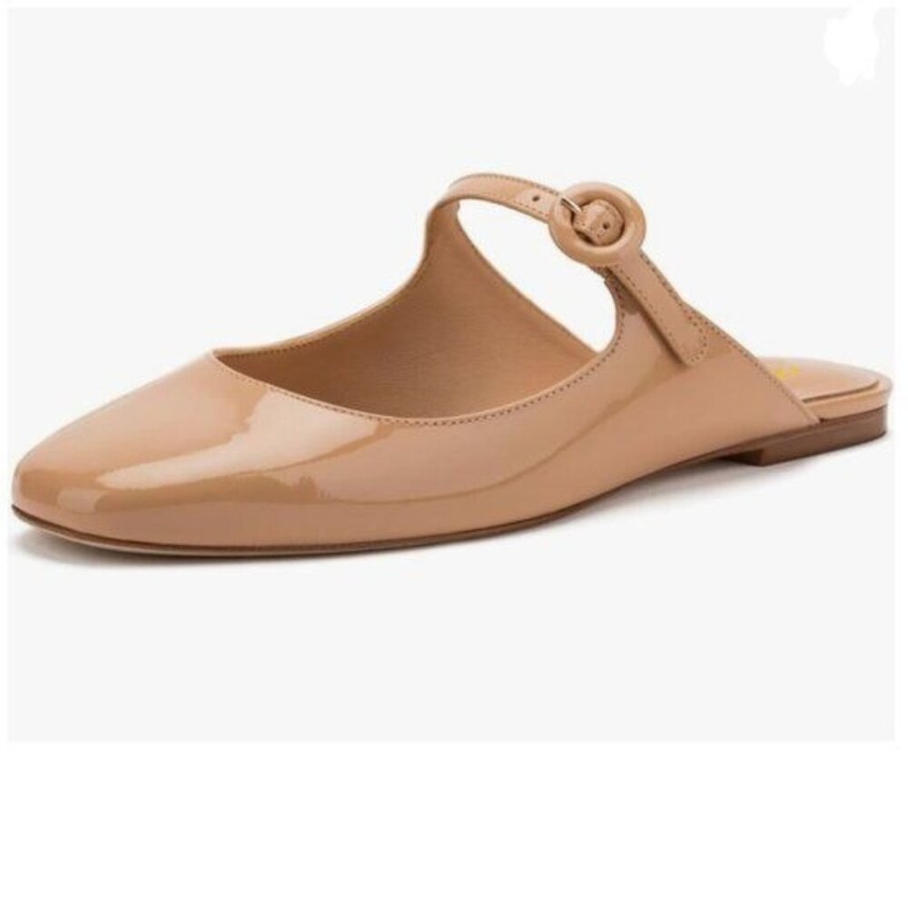 Milooey Nude Flat Mule Closed Toe Slide Sandal Slipper Casual Slip On Dress Shoe